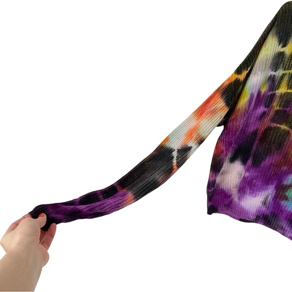 Aqua Geode Tie Dye Sweater Hoodie Womens Size Small Pullover Upcycled Handmade - Picture 4 of 8